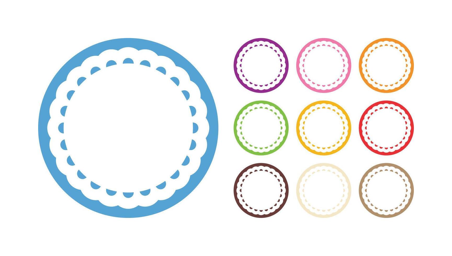Simpe Multicolor Scalloped Blank Circle Frame Plain Borders Design vector