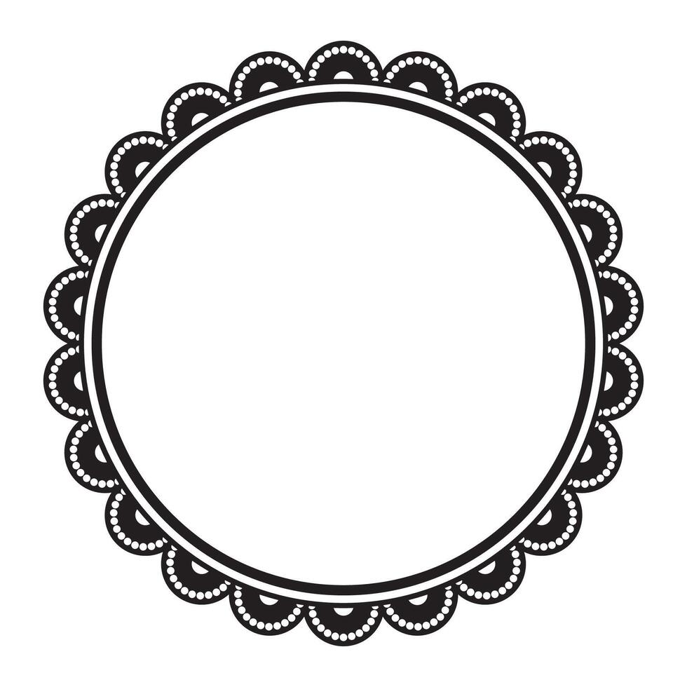 Simple Decorative Black And White Round Lace Shape Design vector