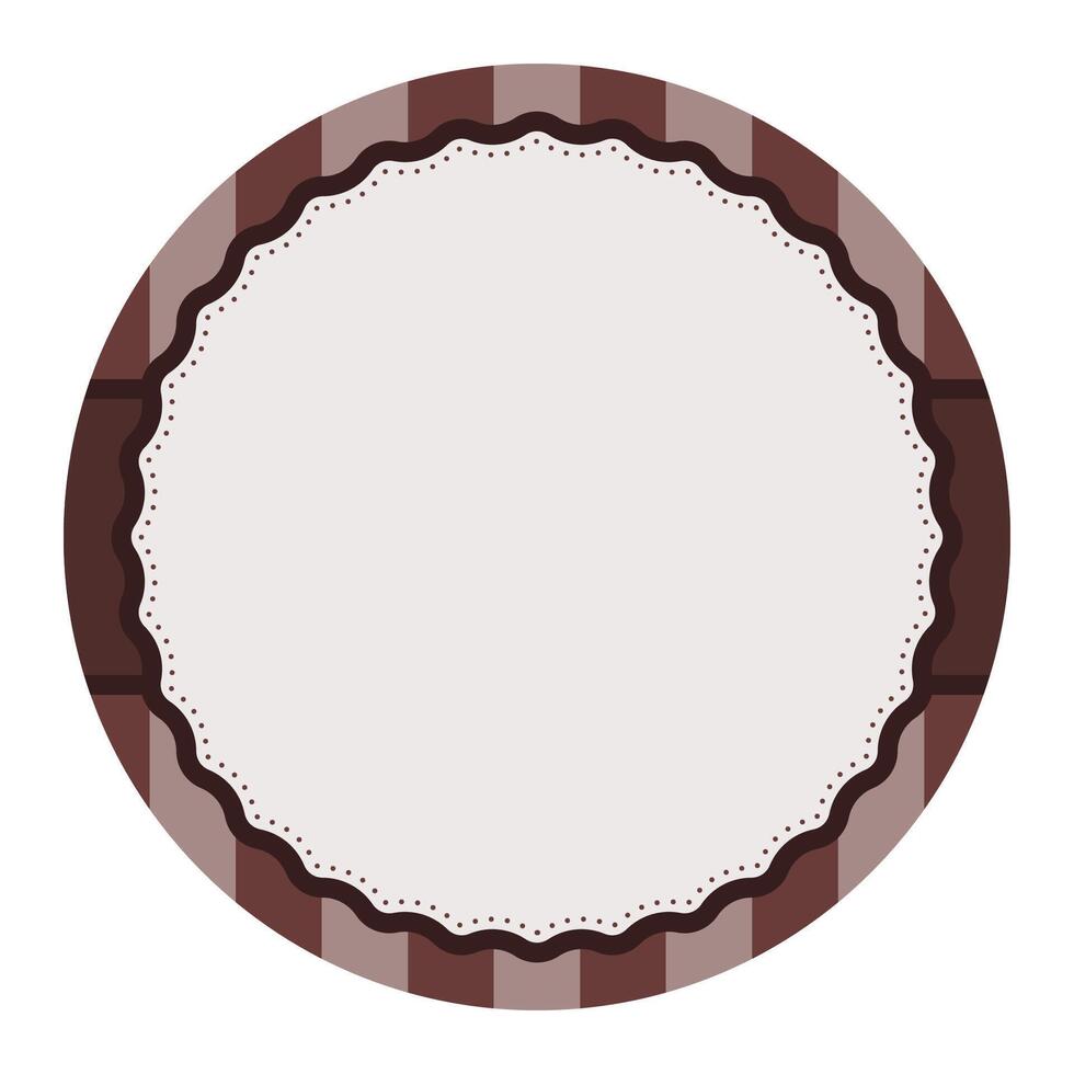 Simple Dark Brown Plain Round Circle Background Design With Scalloped Edge And Stripe Ornament vector