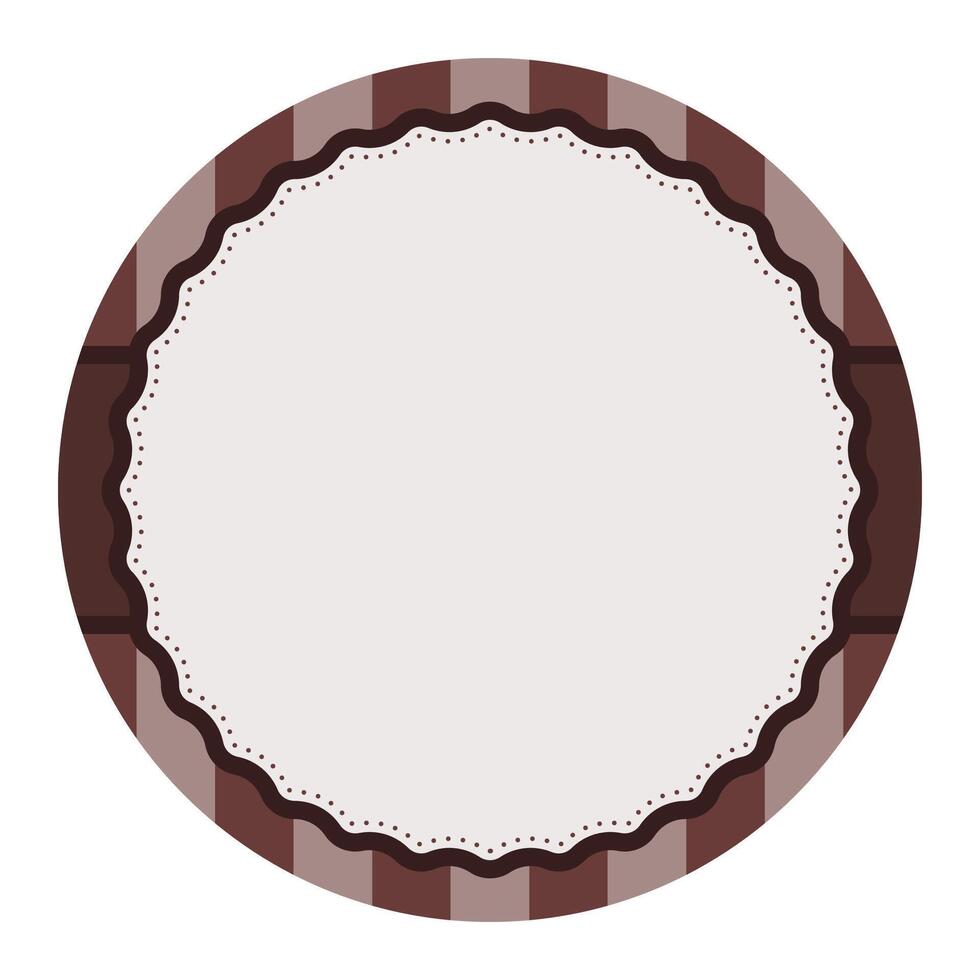 Simple Dark Brown Plain Round Circle Background Design With Scalloped Edge And Stripe Ornament vector