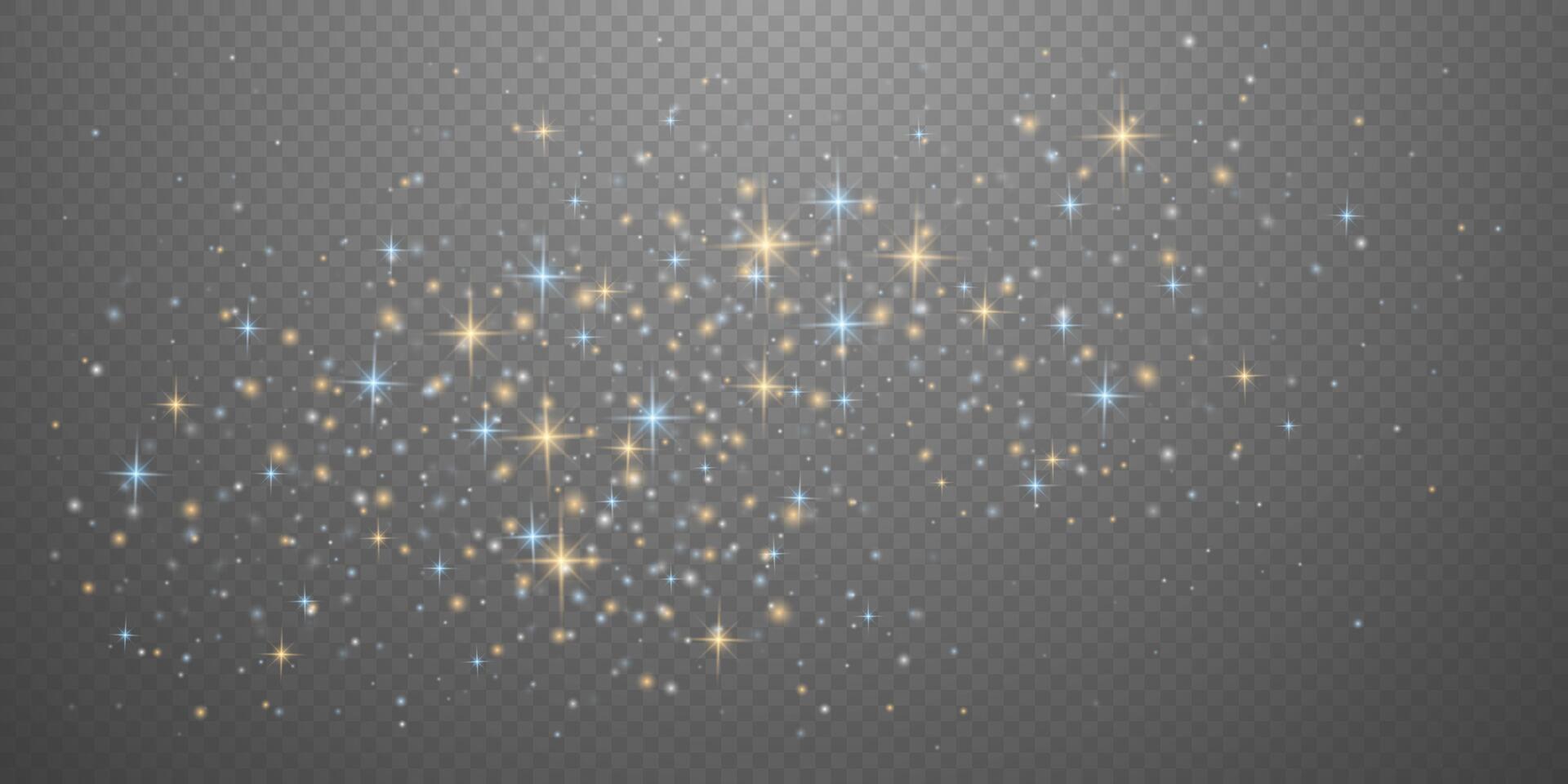 Bright luminous stars and dust. Christmas von Confetti with the light effect of the side for your design. vector