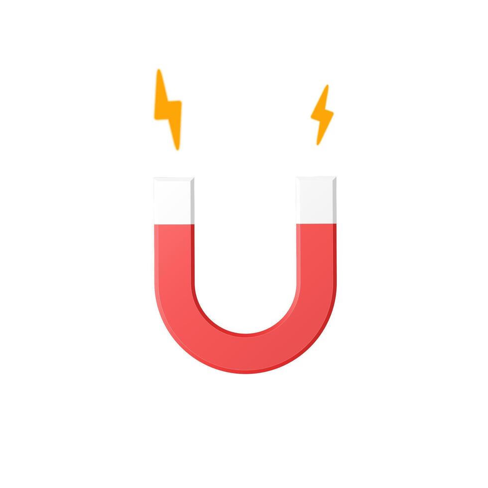 Magnet with yellow lightning. vector