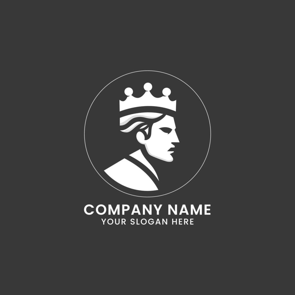 Man wearing king crown hat logo design. Masculine styled brand identity template. vector