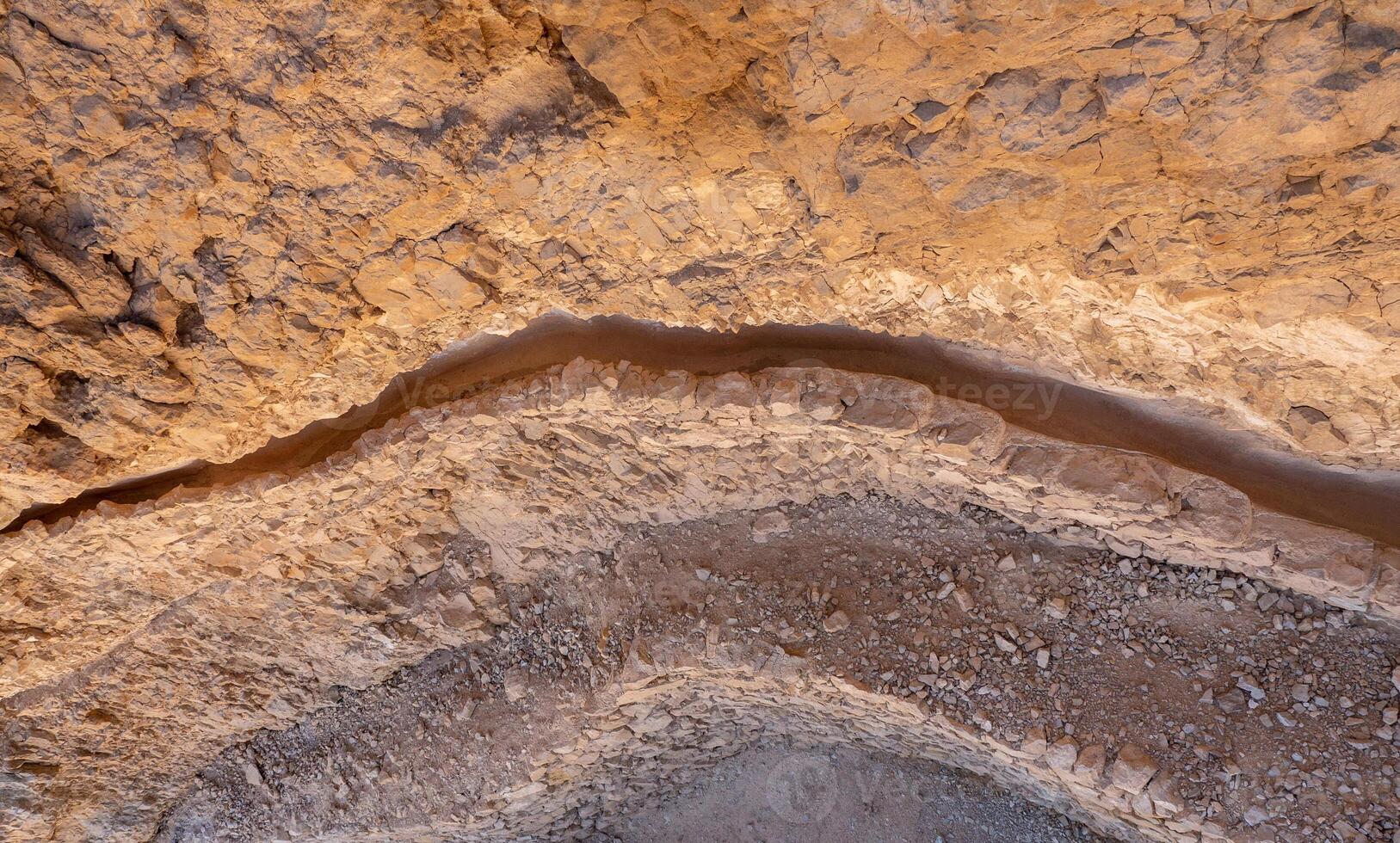 Ancient water drain in the rock. Masada fortress. Dead Sea, Jordan. High quality photo