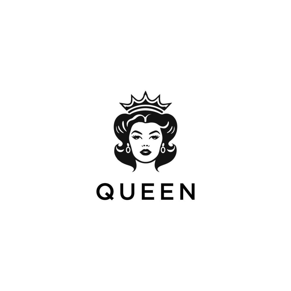 Beautiful queen logo icon design illustration. vector