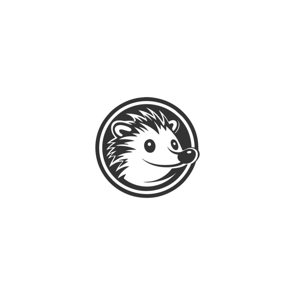 Black hedgehog silhouette.Forest animal icon. vector