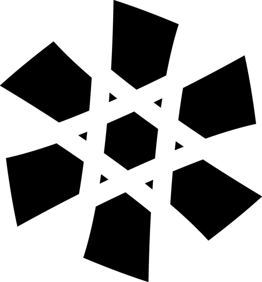Black mandala decorative element with hexagon vector
