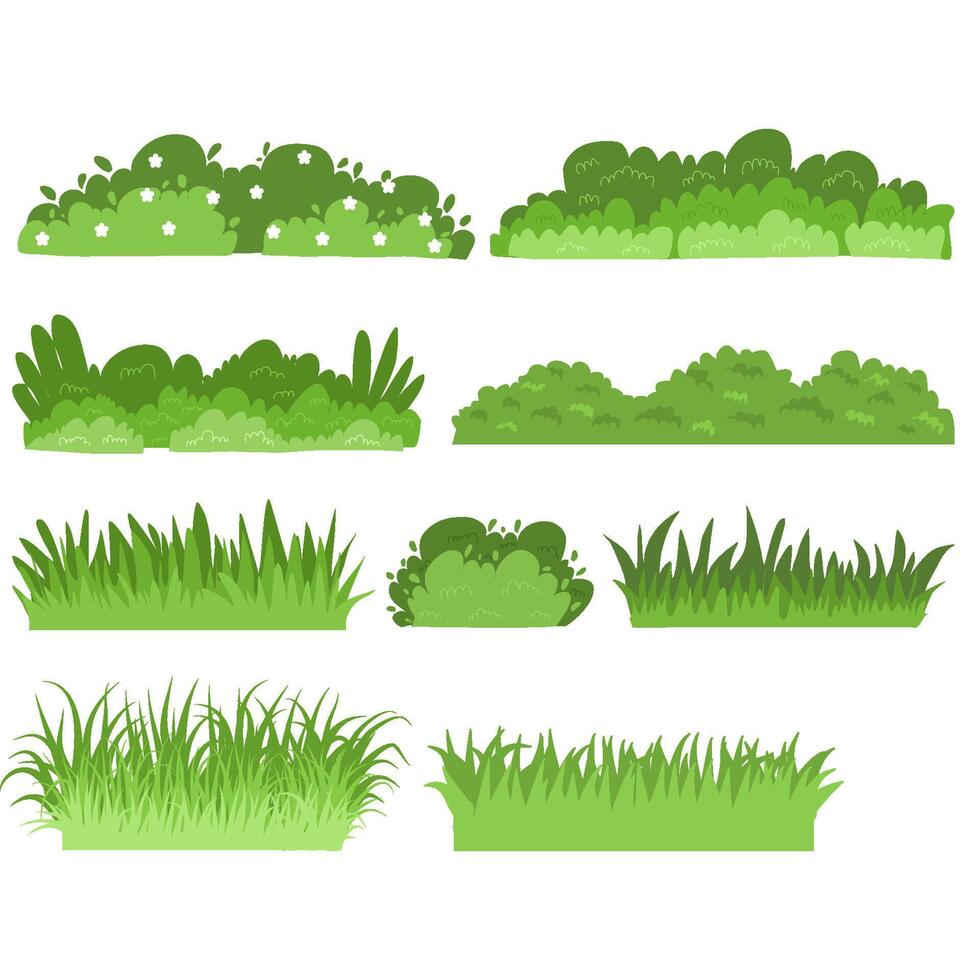 Flat grass set illustration vector