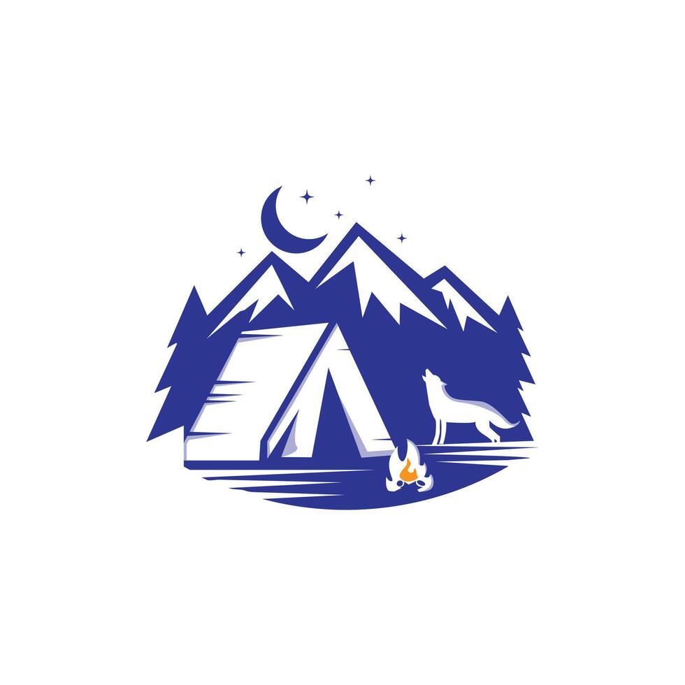 Camping at night simple illustration. vector