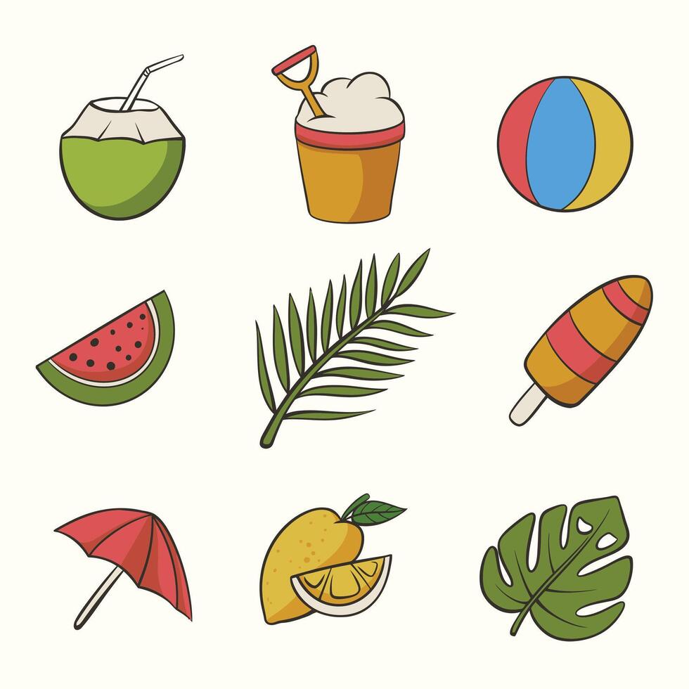 Summer element collection in flat design vector