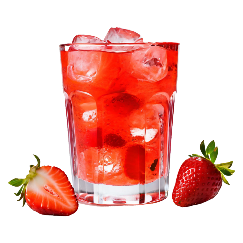 jordgubb citronsaft i glas. cocktail med jordgubbe, is i glas png