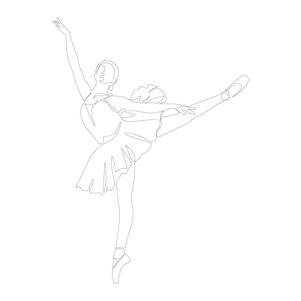 Continuous Line Art Drawing. Ballet Dancer ballerina. Illustration silhouette of a dancer vector