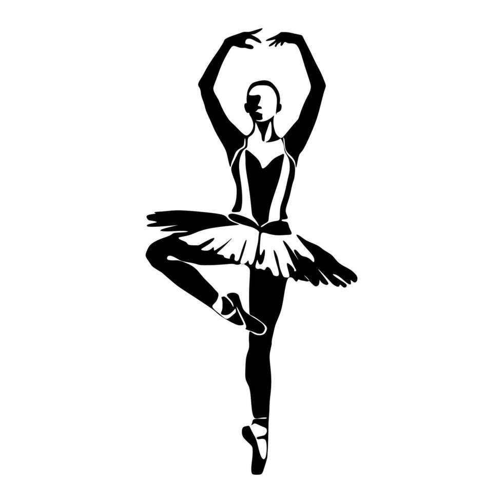 Continuous Line Art Drawing. Ballet Dancer ballerina. Illustration silhouette of a dancer vector