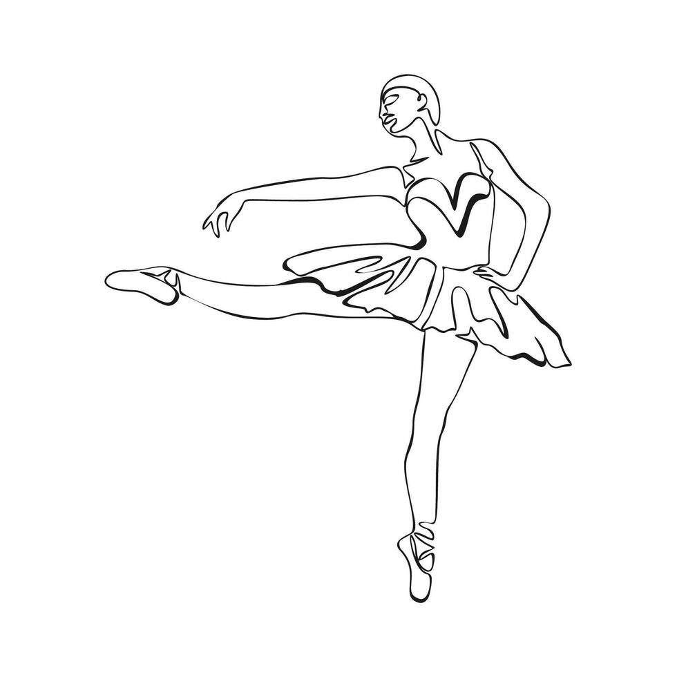 Continuous Line Art Drawing. Ballet Dancer ballerina. Illustration silhouette of a dancer vector