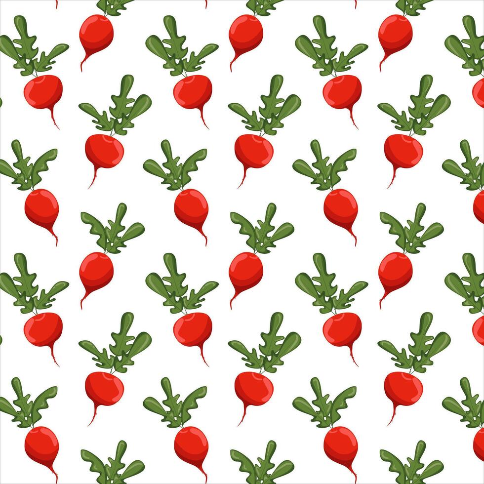 Seamless pattern radish. Fresh food product element for sticker, grocery shop, farm store element. illustration vector