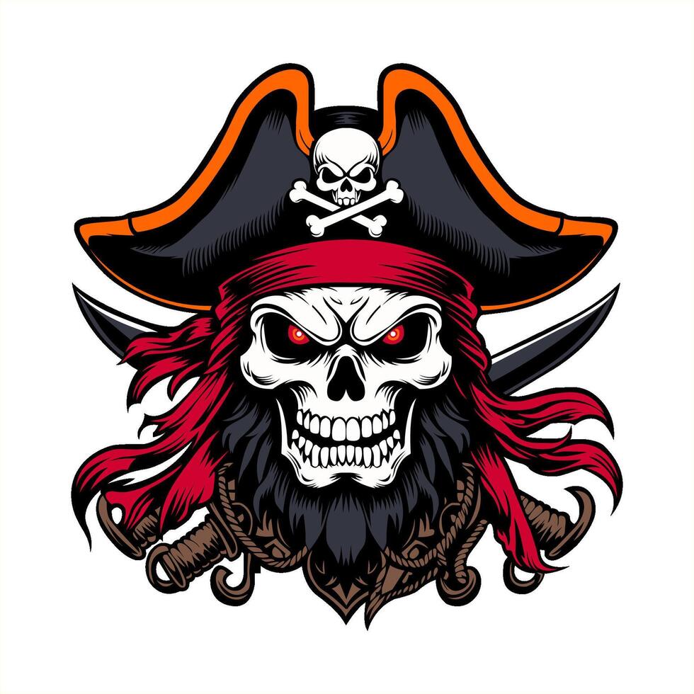 angry pirate skull vector