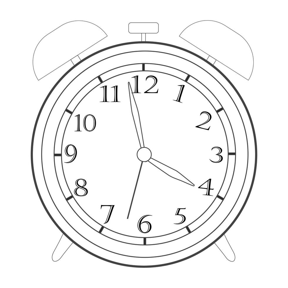 A table clock illustration in line art vector