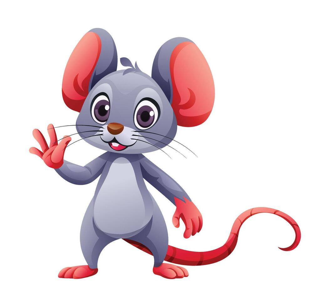 Cute waving hand cartoon illustration isolated on white background vector