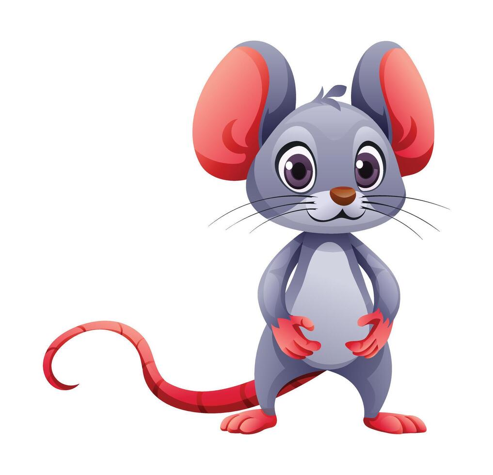 Cute mouse cartoon illustration isolated on white background vector
