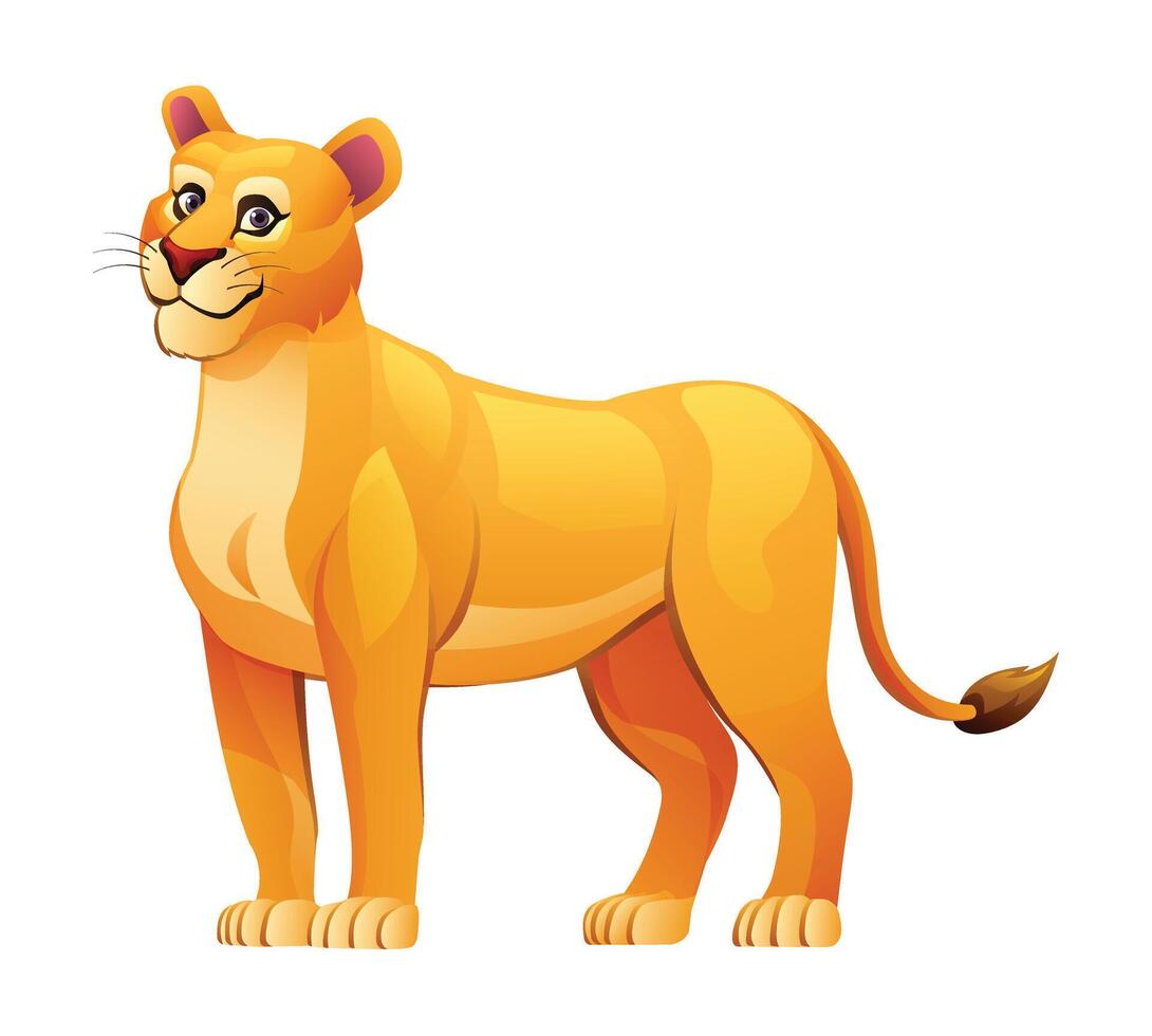 Lioness cartoon illustration isolated on white background vector