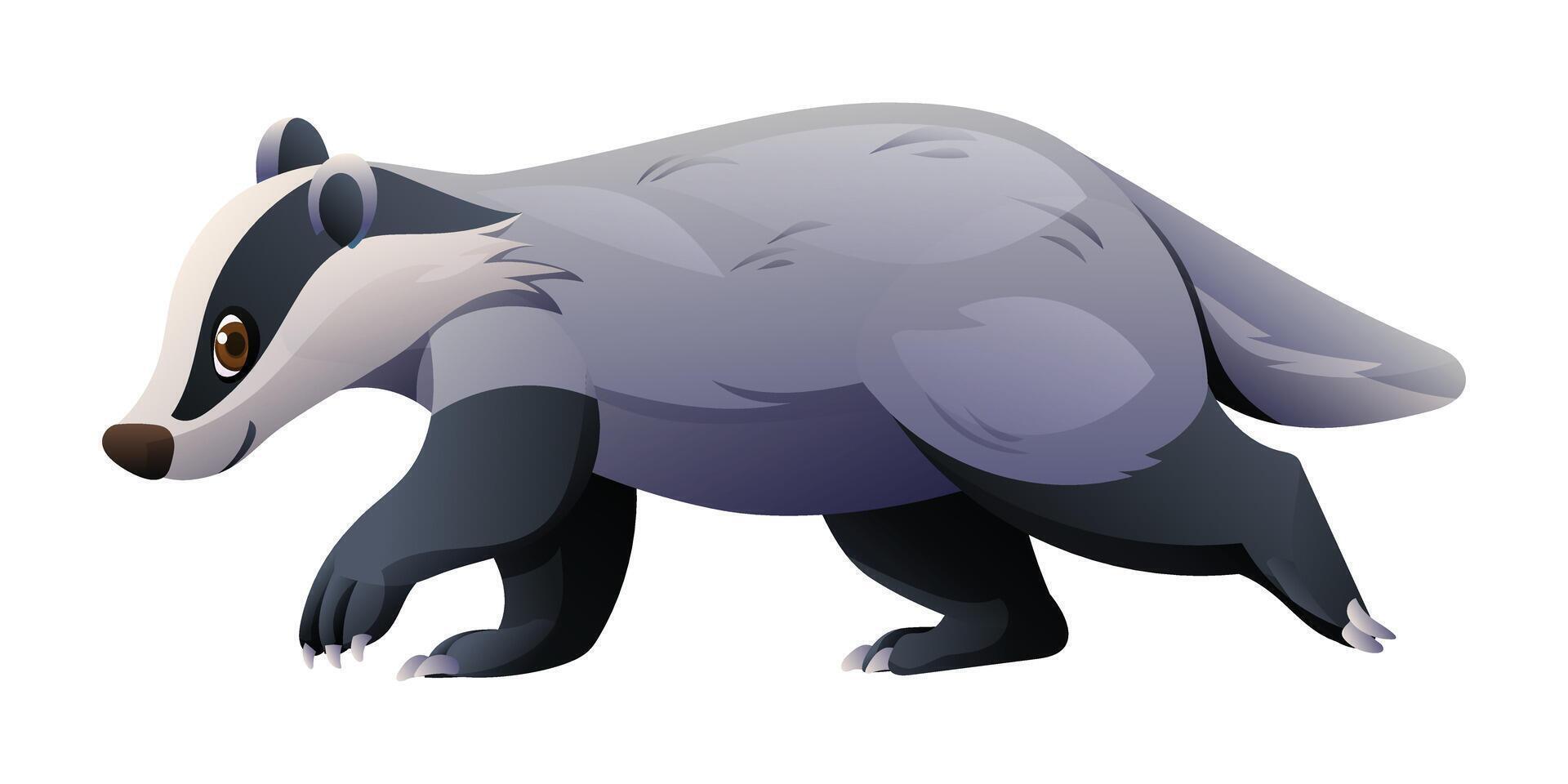 Cartoon badger walking. Illustration isolated on white background vector