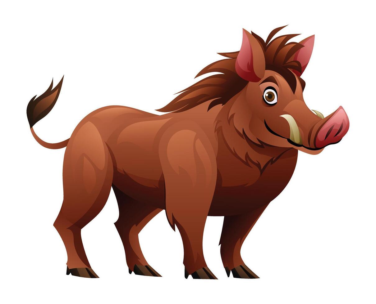 Wild boar cartoon illustration isolated on white background vector