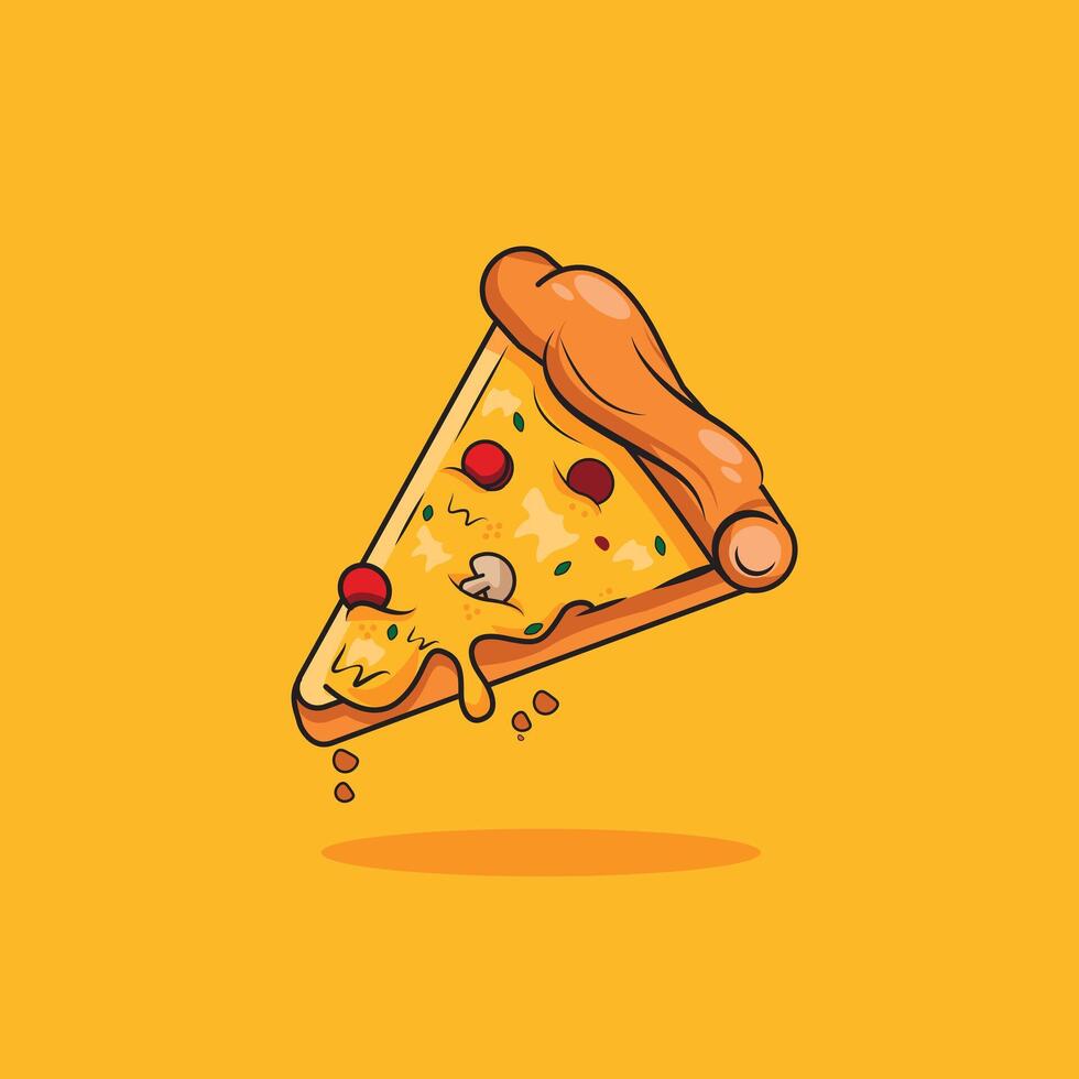 llustration of slice yummy pizza , meat and cheese toping vector