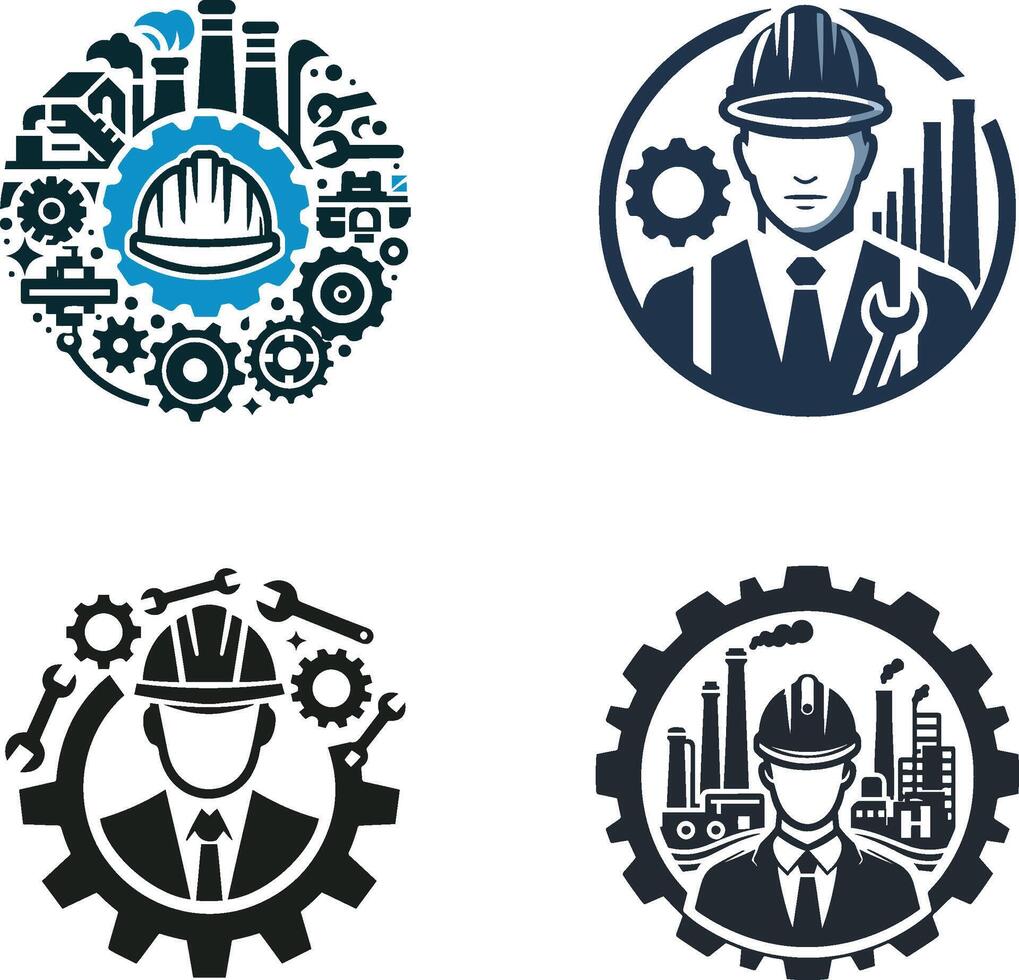 template of industory Engineer logo set vector