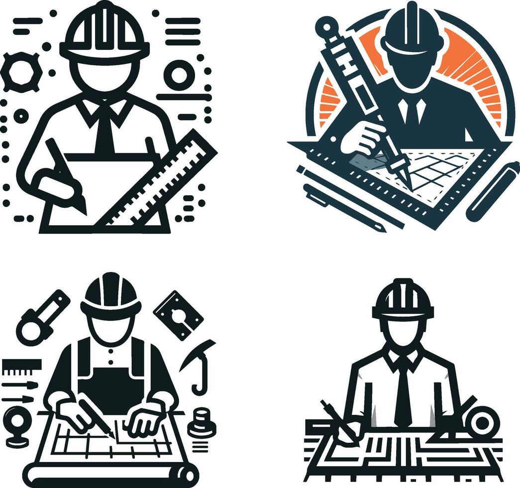 Drafter logo set illustration vector