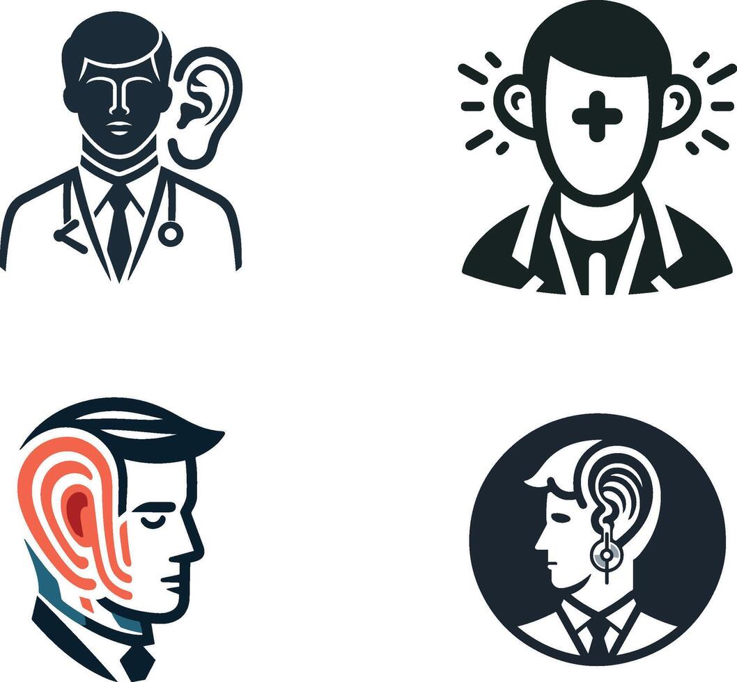 Selection of sophisticated otorhinolaryngologist logos showcased on a crisp white background vector