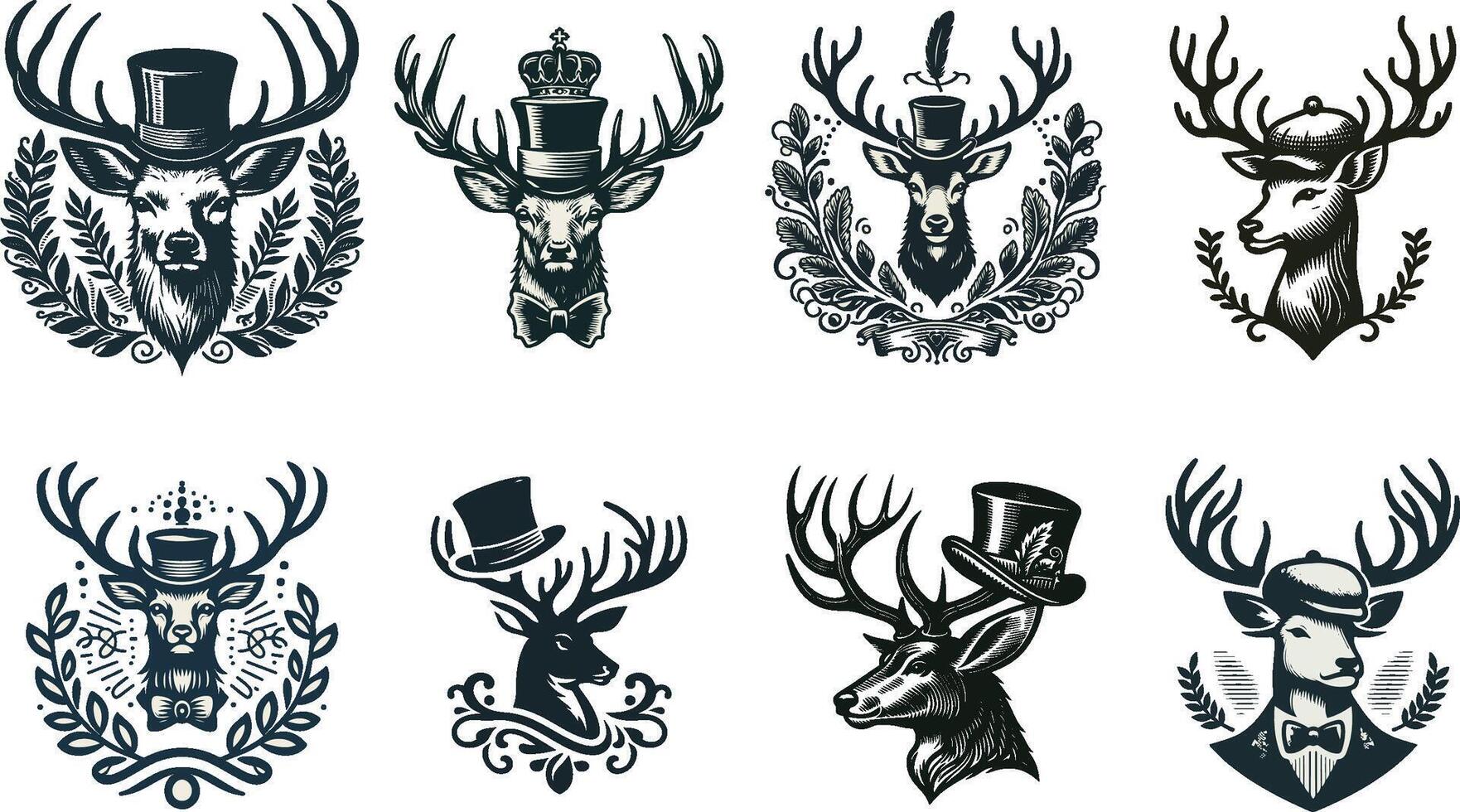 Minimal Deer logo set illustration vector