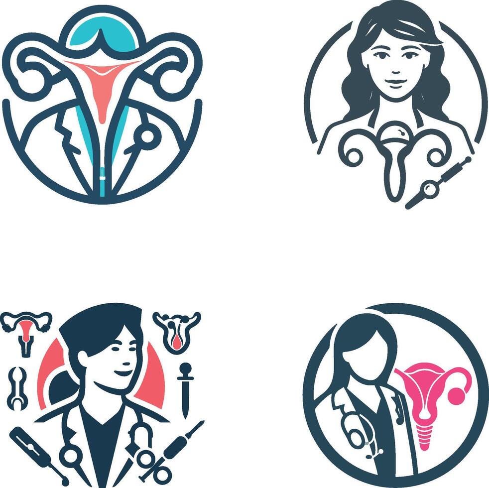 Assortment of elegant gynecologist logos showcased against a clean white background vector