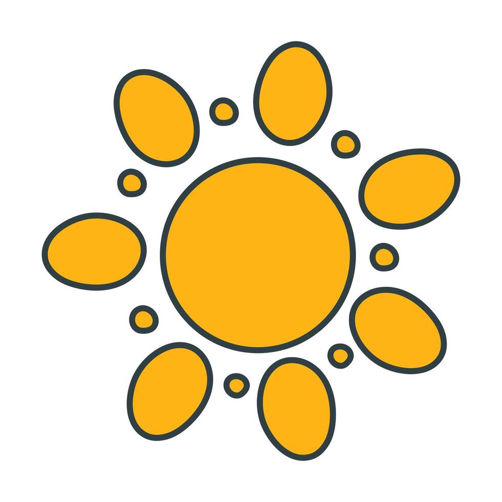 Groovy cartoon sun in y2k style. Hand-drawn sunshine illustration, icon, element, sticker, symbol vector