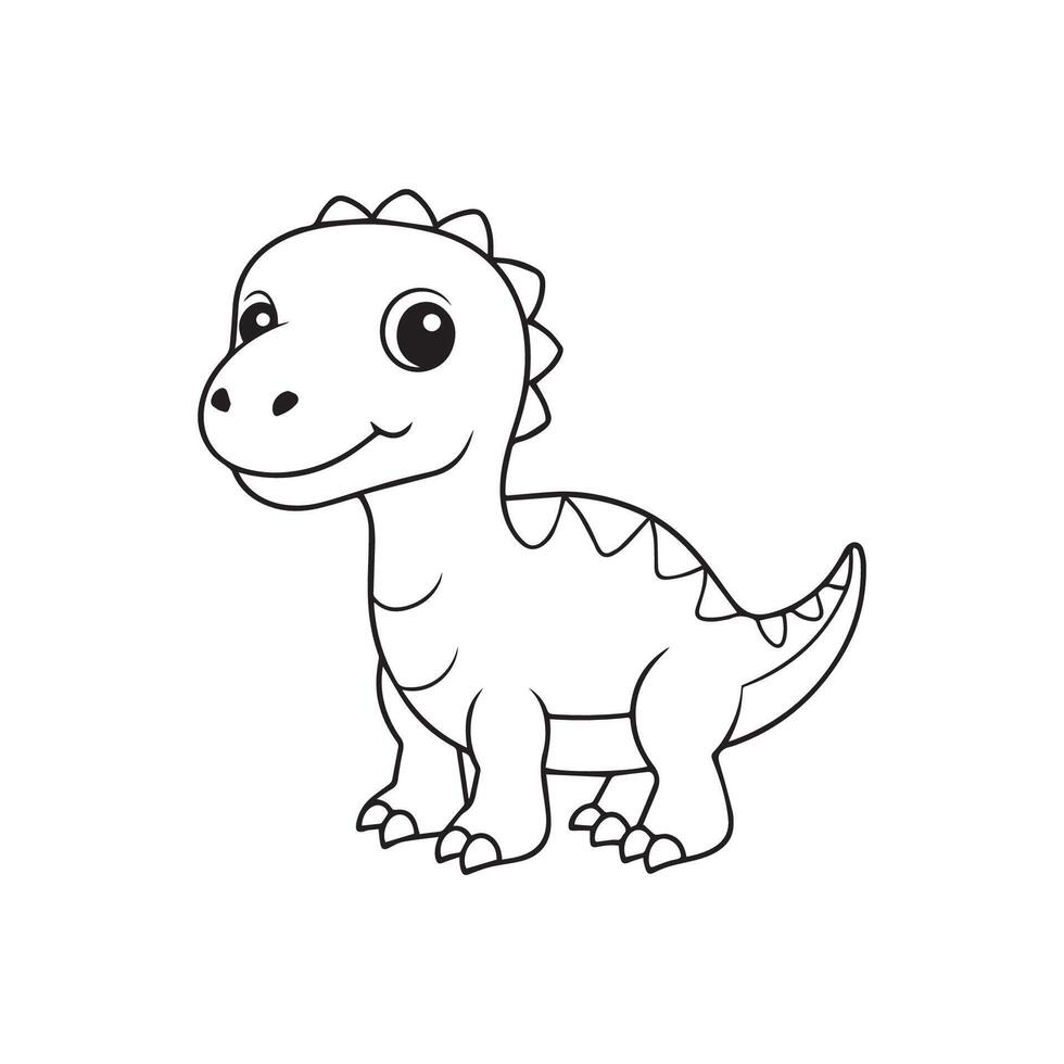 Tiny Dinosaur Baby Outline Delightful Cartoon Icon for Childlike Designs vector