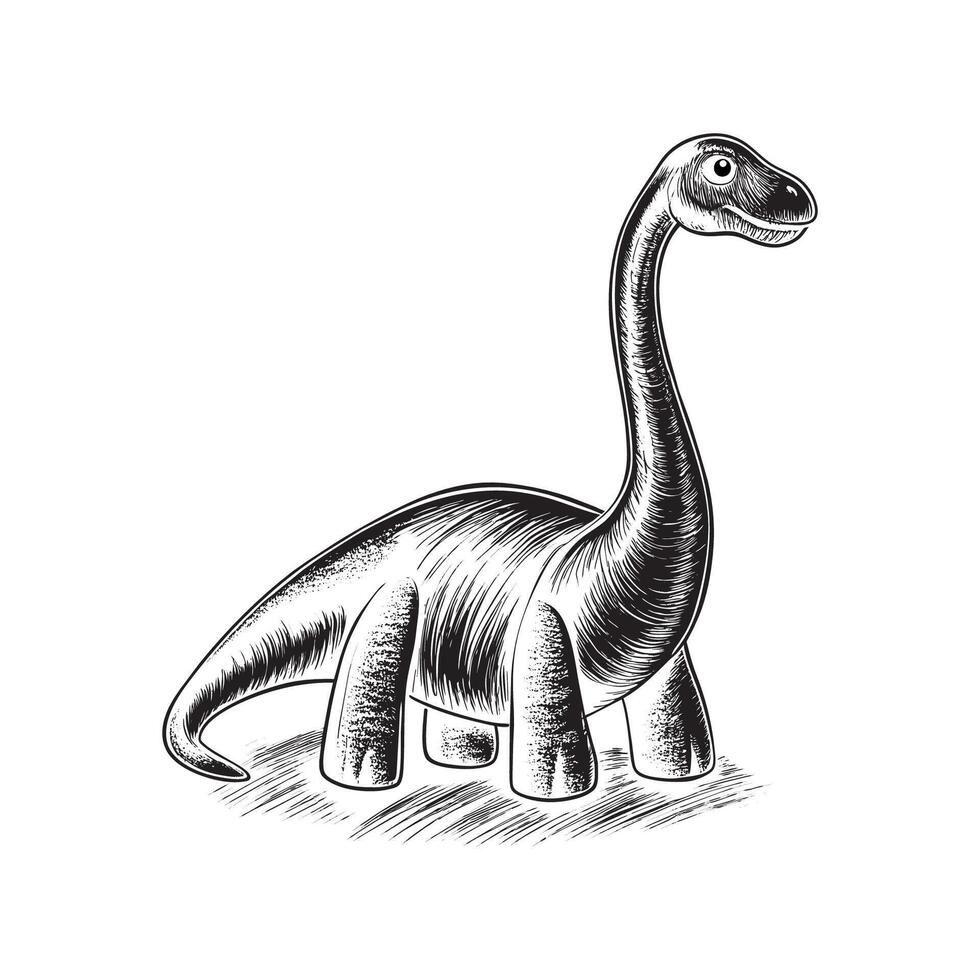 Charming Baby Brachiosaurus Cartoon Sketch Adorable Icon for Kids' Designs vector