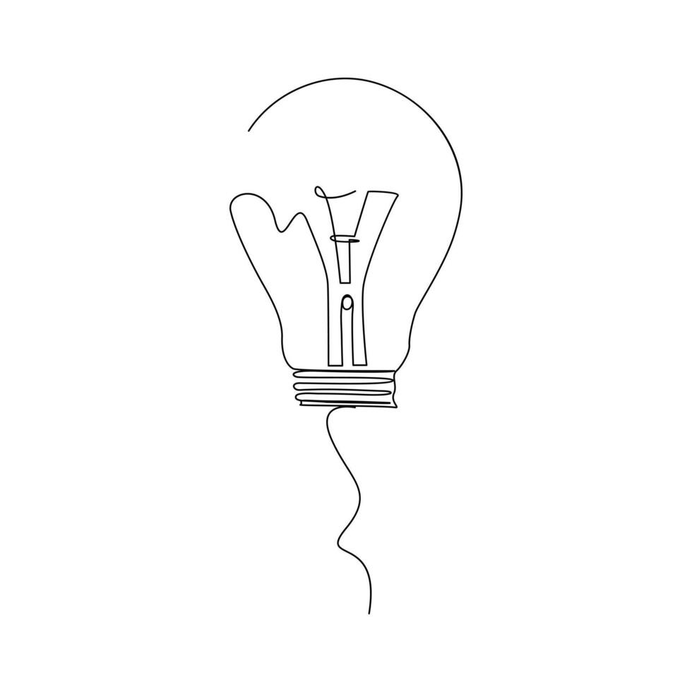 Continuous single one line drawing Lightbulb art vector