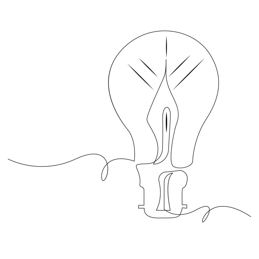 Continuous single one line drawing Lightbulb art vector