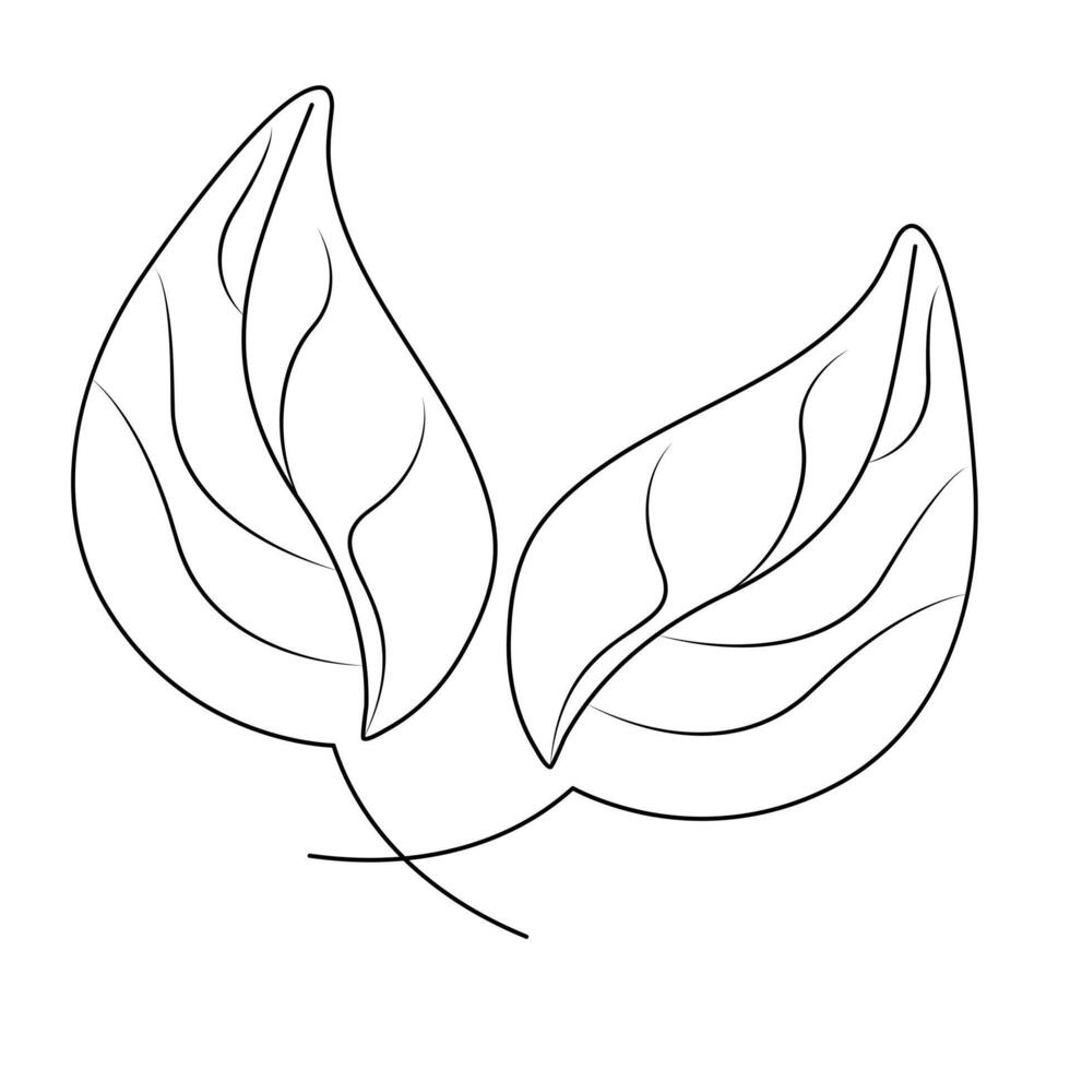 Leaf Continuous single one line drawing illustration art design vector