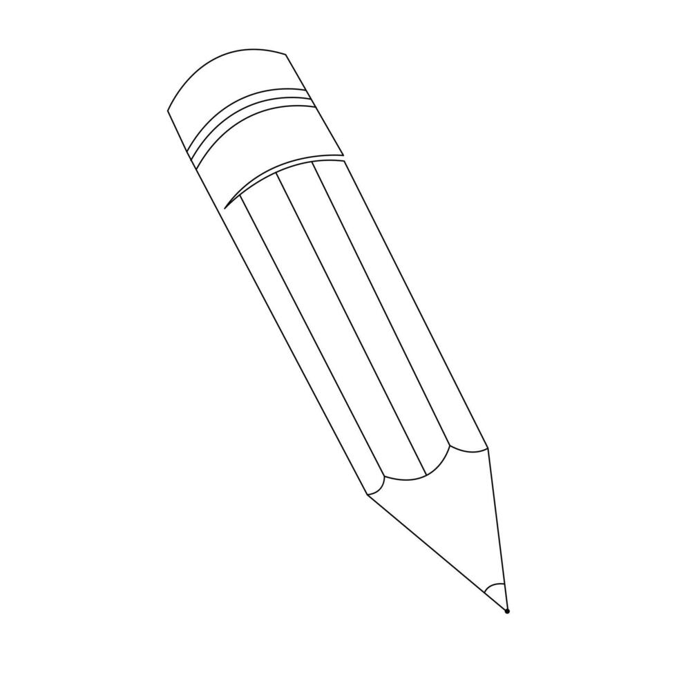 Continuous single one line drawing wooden pencil for writing on paper illustration art design vector