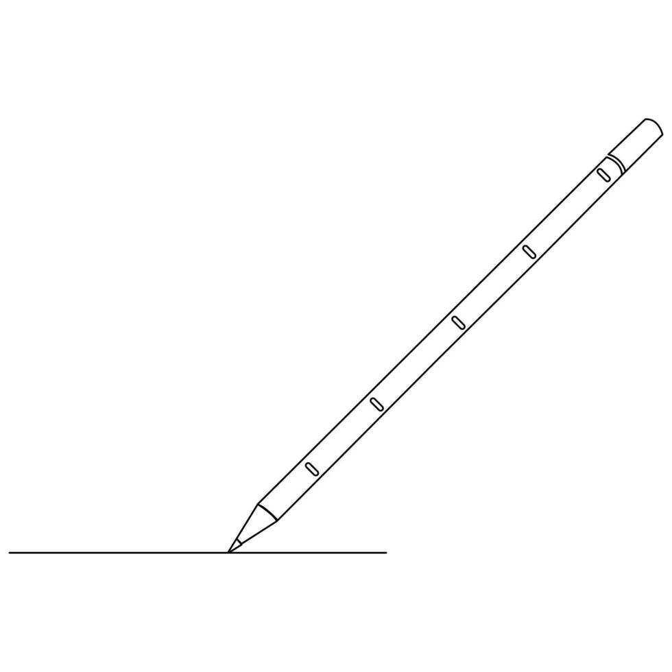Continuous single one line drawing wooden pencil for writing on paper illustration art design vector