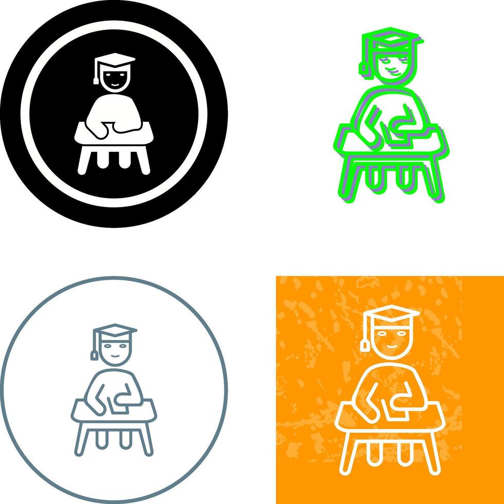 Unique Studying on Desk Icon Design vector