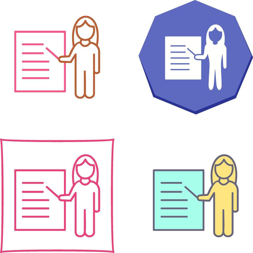 Unique Female Presenter Icon Design vector