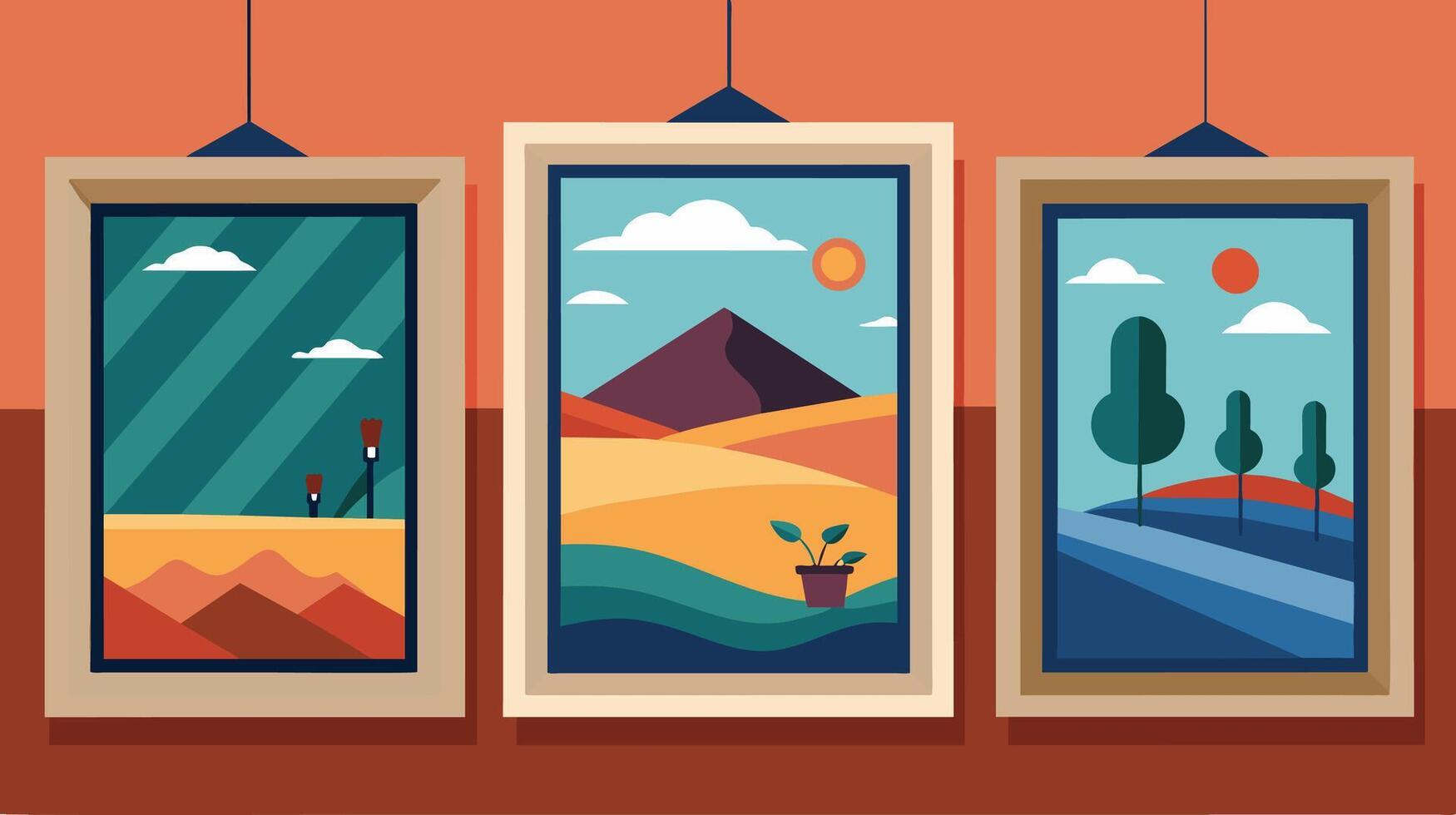 Set Frame Mountain, Panoramas, Abstract Background for your home decoration vector