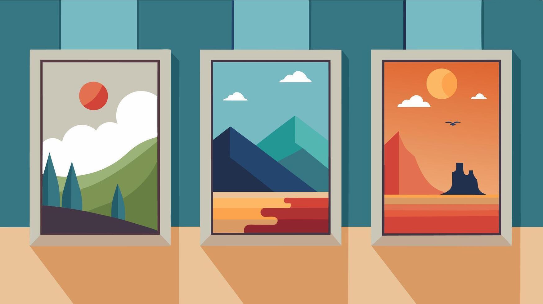 Set Frame Mountain, Panoramas, Abstract Background for your home decoration vector