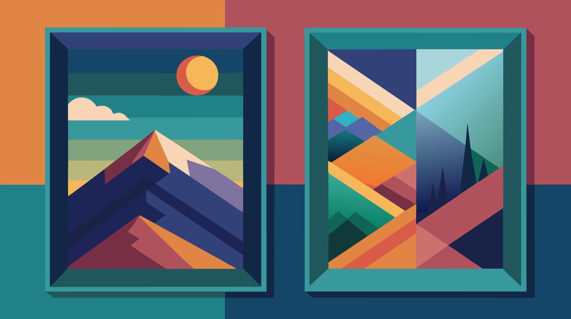 Set Frame Mountain, Panoramas, Abstract Background for your home