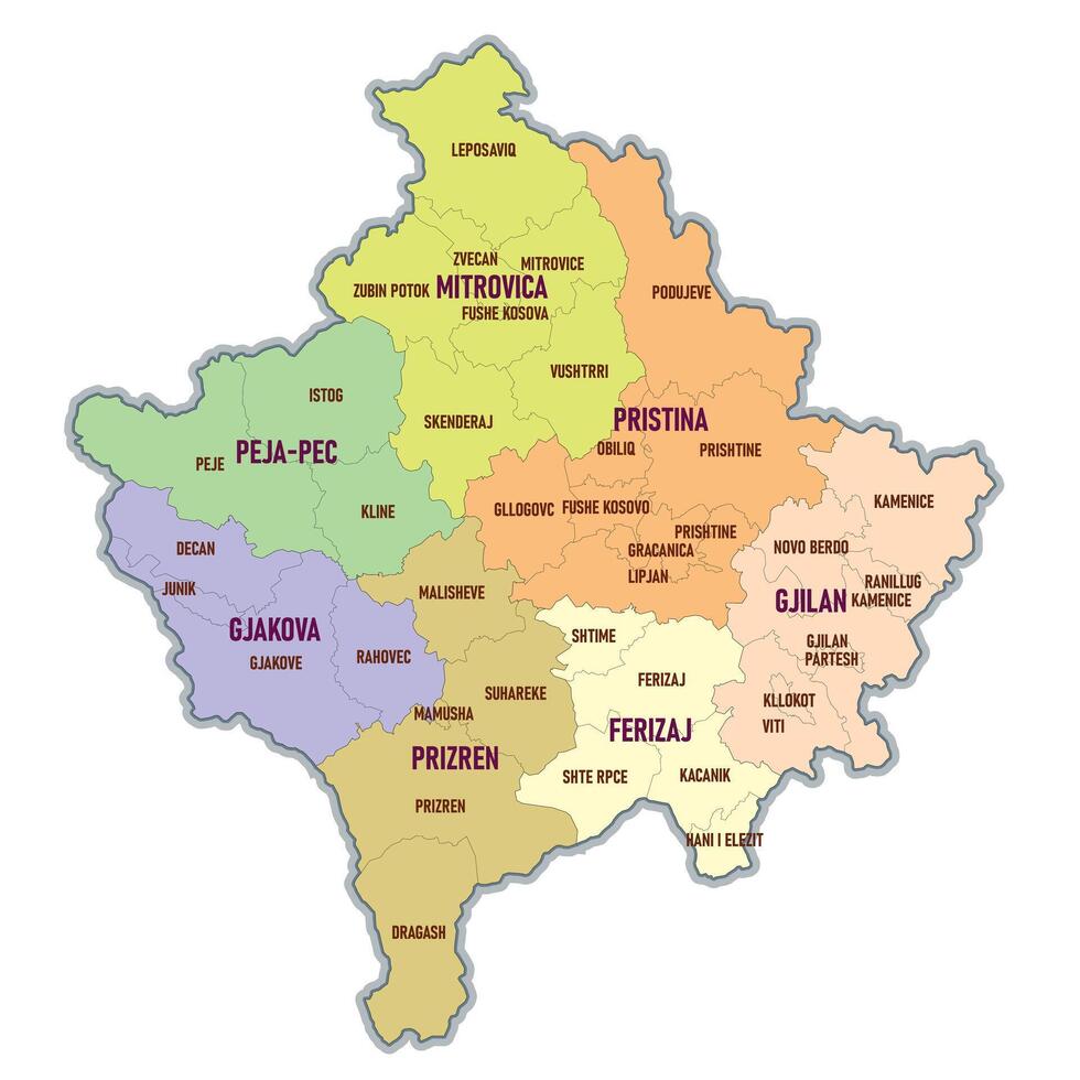 mapa de Kosovo administrativo vector