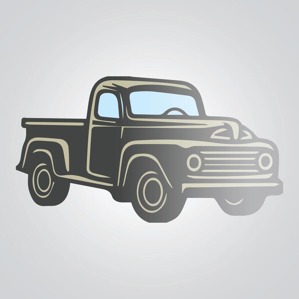 Truck icons vintage cars unique icons and a car logo with a silver background illustration vector