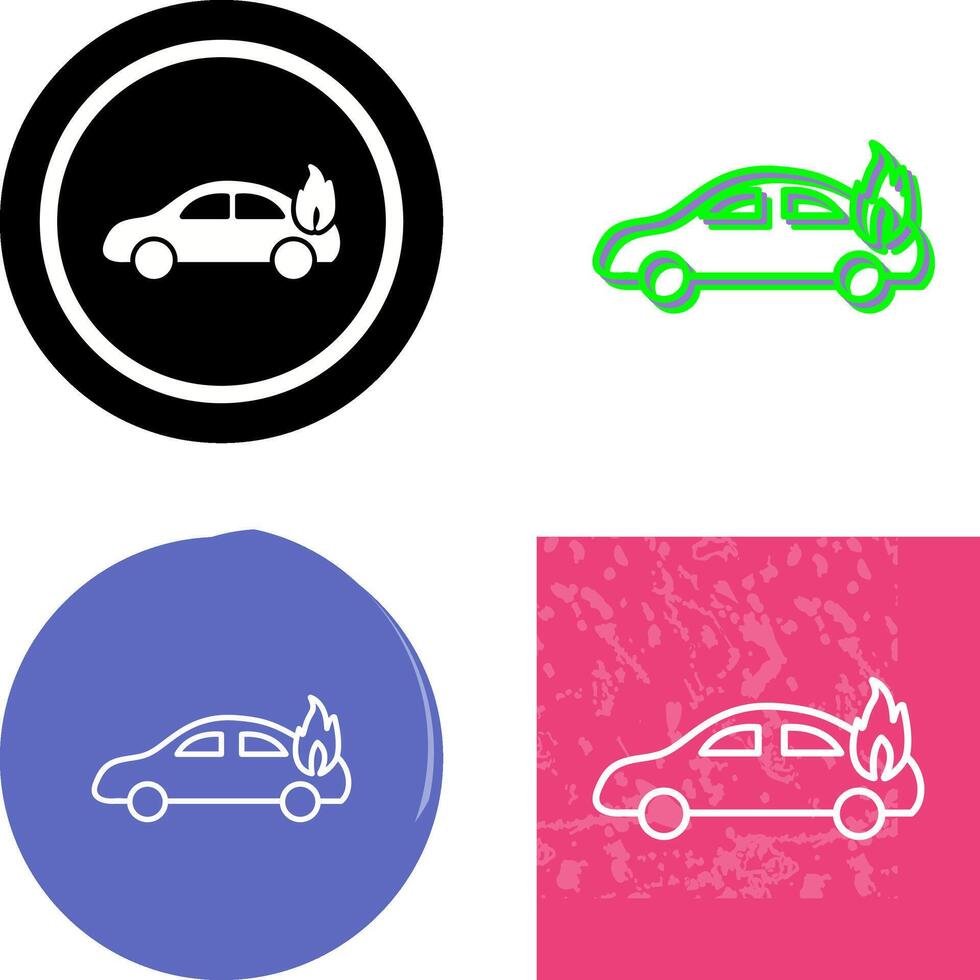Unique Car on Fire Icon Design vector