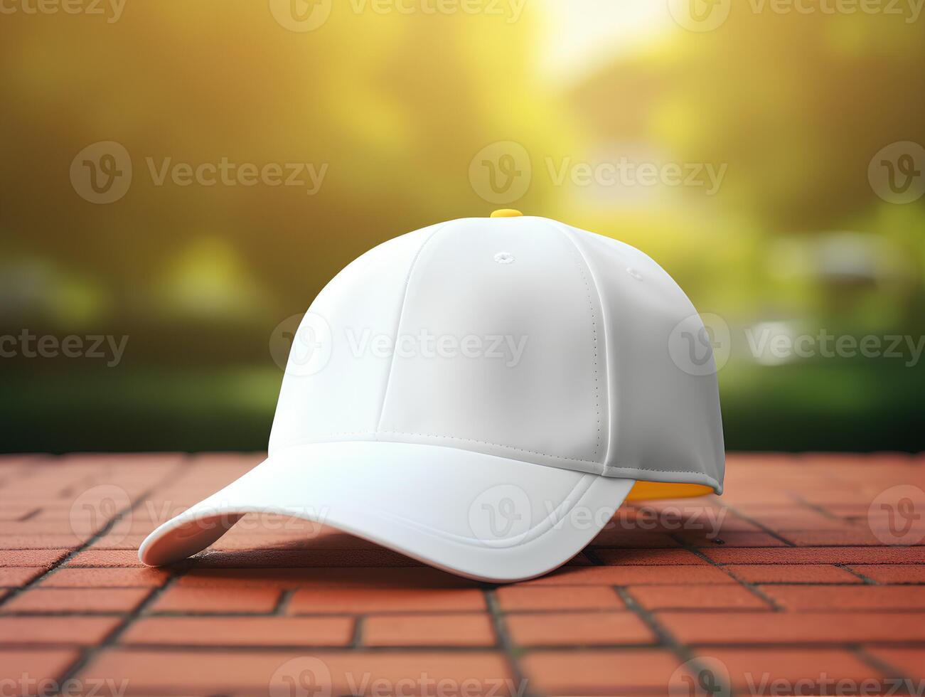 White cap mockup on blur clean background photo