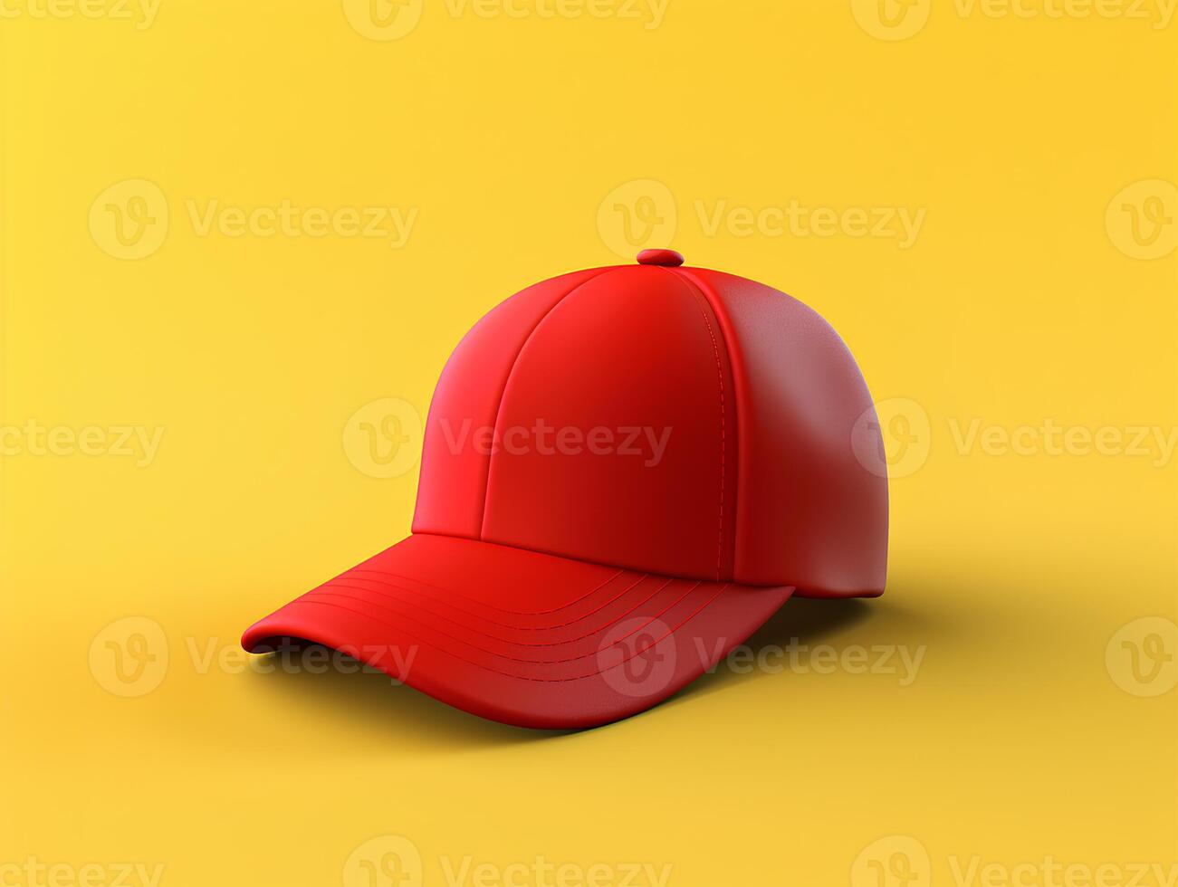 Red cap on yellow clean background photo
